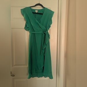 Elegant Green Wrap Dress